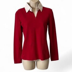 Vintage Tommy Hilfiger Red Long Sleeve Polo Shirt